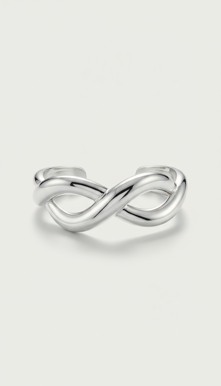 Sculptural Sterling Silver Bangle