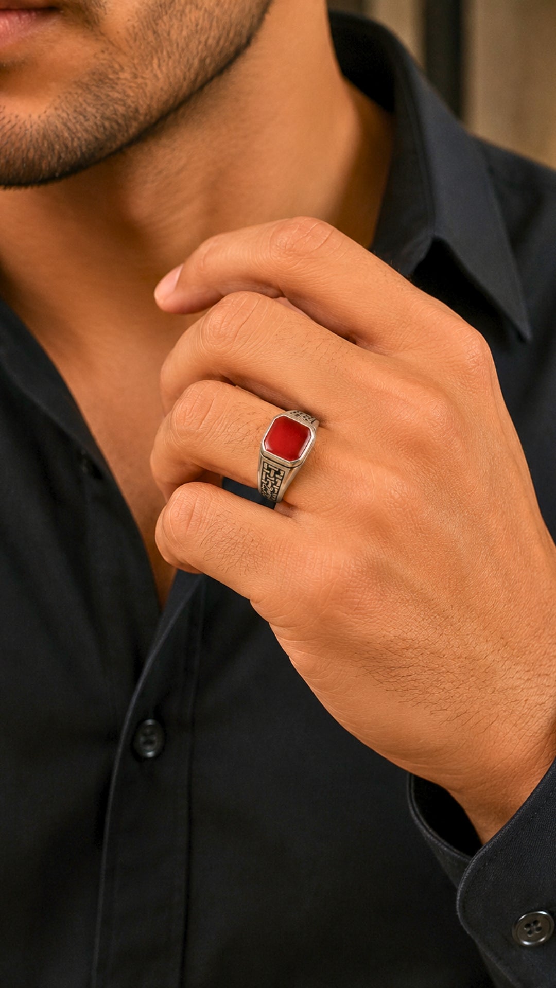Signet Ring with Carnelian Stone (Size 22)