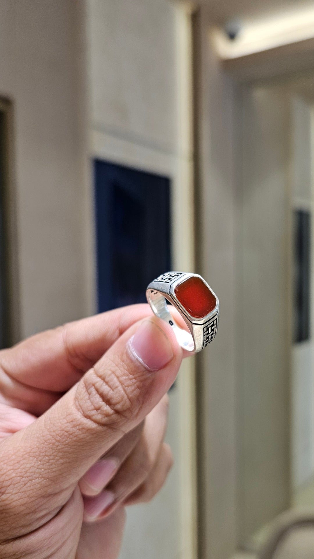 Signet Ring with Carnelian Stone (Size 22)