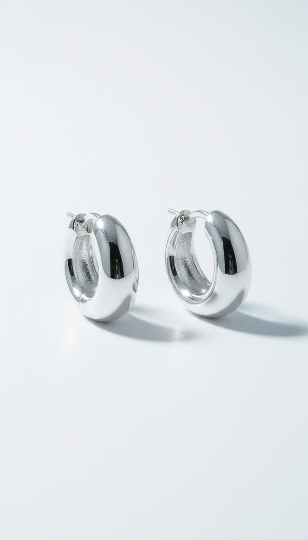 Sterling Silver Sculptural Hoop Earrings