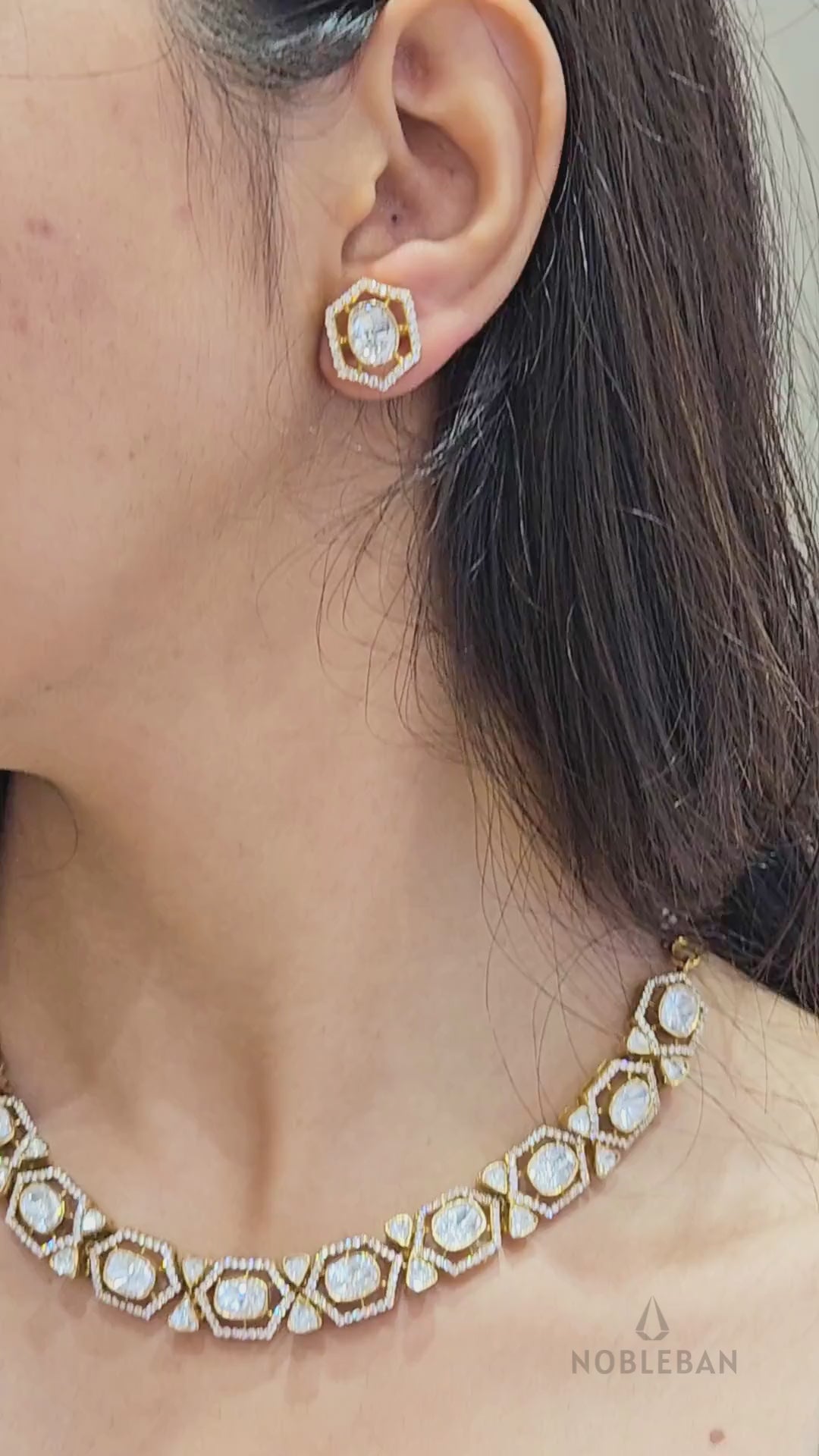 Moissanite & CZ Diamonds Slider Necklace Set