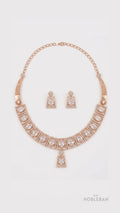 925 Silver Rose Gold Moissanite & CZ Diamond Necklace Set